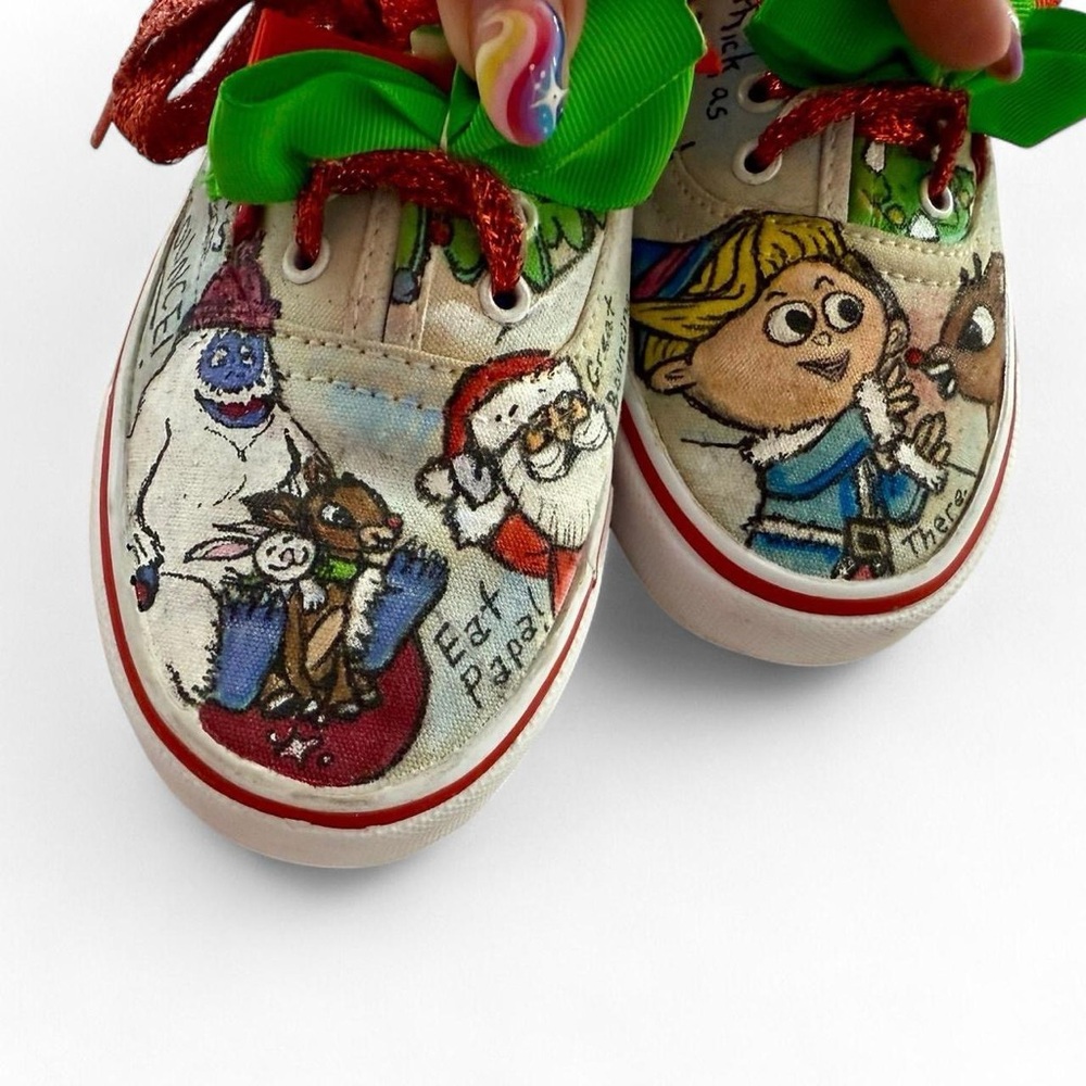 Festive Cartoon Character Sneakers with Green Laces